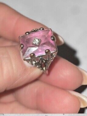 Elegant Pink Gemstone Ring Marked 925 Size 7.5